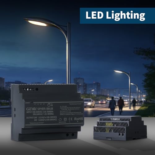 Ultra Slim Step-Shape DIN Rail Power Supply, 24V 5.31A 127.4W GPHDR-150-24 for Industrial Automation, Communication Base Stations, Data Centers and Medical Equipment - size: 127.4W-24VDC-5.31A