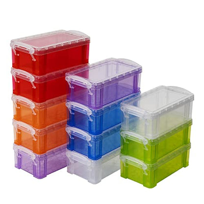 Small Plastic Box, Clear Mini Storage Bins, Stackable Tote with Lid-12 - color: 12-multicolor