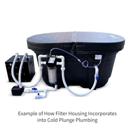 Cold Plunge Water Filter System 10" Housing 3/4" NPT Ports, 2x50 Micron - style: Housing + 2 Filter