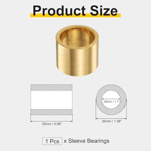 uxcell Sleeve Bearings, 28mm Bore x 35mm OD x 25mm Length - size: 28x35x25mm