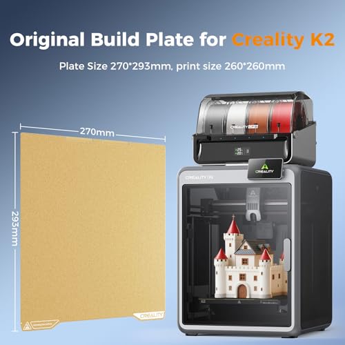 Creality K2 Build Plate Original 293x270mm Dual Side Textured Golden PEI Coating Spring Steel Magnetic Bed Plate 3D Printer Build Plate for Creality K2 - style: K2 PEI Plate
