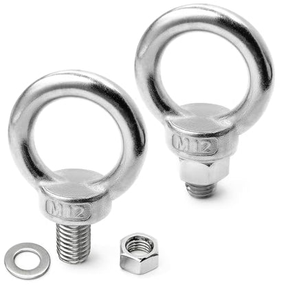 2 Sets M12 x 20mm 304 Stainless Steel Eyebolt Shoulder Lifting Ring - size: M12 x 20 mm