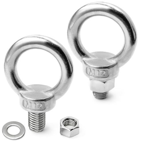 2 Sets M12 x 20mm 304 Stainless Steel Eyebolt Shoulder Lifting Ring - size: M12 x 20 mm