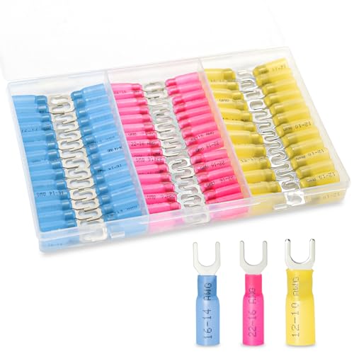 180PCS #10 Heat Shrink Fork Connectors, 22-10AWG Fork Terminals - size: 22-10AWG, style: 180PCS Kit