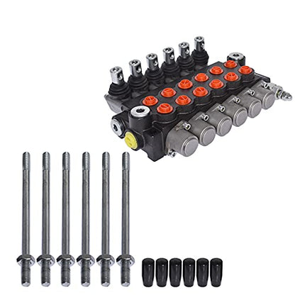 6 Spool Adjustable Hydraulic Double Acting Control Monoblock Valve for Tractor Loader, 11GPM, 3600 PSI