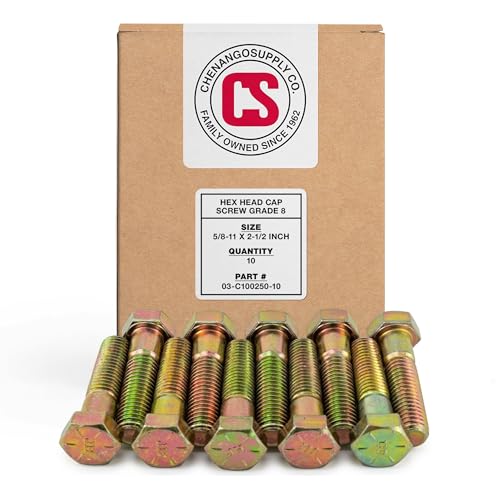 Chenango Supply 5/8-11 x 2-1/2" Grade 8 Hex Head Cap Screws - size: 5/8-11 x 2-1/2" Hex Bolt