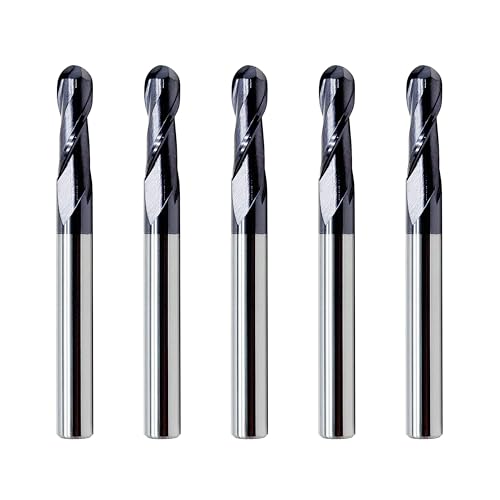 LU&MN 2-Flute Carbide Ball Nose End Mill Bits, 1/4", 5 Pieces - size: 1/4 in