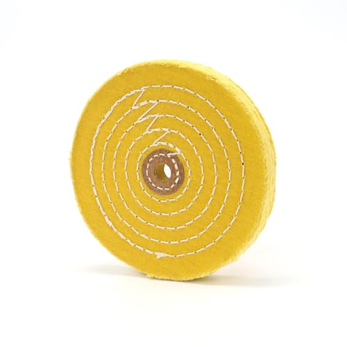 SCOTTCHEN Buffing Polishing Wheel 6 inch Treated Yellow Cotton Medium(42 Ply) with 1/2 inch Arbor Hole for Bench Grinder - 1 Pack - color: Medium 1pc, size: 6 inch