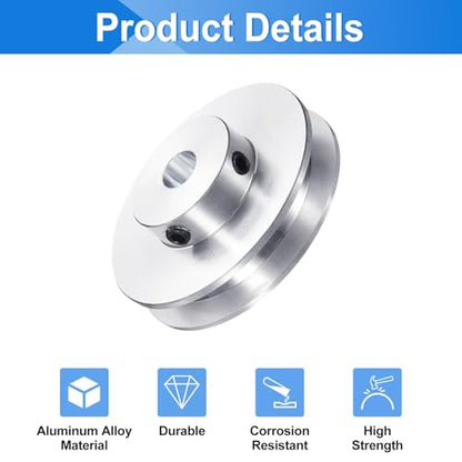 uxcell 1Pcs Single Groove Pulley, 8mm Fixed Bore 50mm Outer Diameter Aluminum Alloy Mechanical Belt Pulley with Hex Wrench for 6mm PU Round Belt - size: 8mm Bore, 50mm OD