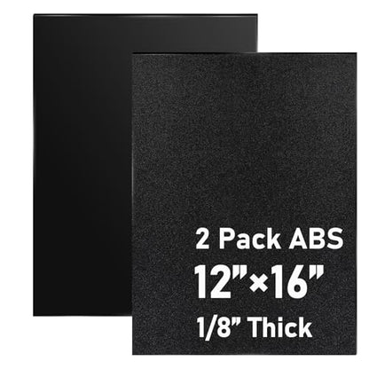 2 Pack ABS Plastic Sheets 1/8 inch Thick 16×12In Black Plastic Thermoplastic Thermoform Two-Sided Hard Plastic Sheet with Protective Films Matte and Frosted Surfaces for DIY Crafts Projects - size: 12x16x0.12In