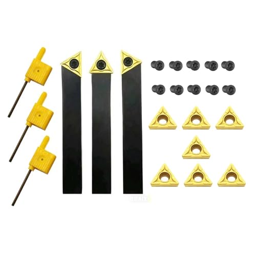 3pcs 3/8inch Indexable Carbide Lathe Turning Tool Holder Metal Lathe Cutting Tools withTCMT110204 TCMT21.51 Carbide Inserts Repalcement Carbide Turning Inserts for Steel Cutting - color: Turning tools bit set(TCMT21.51)