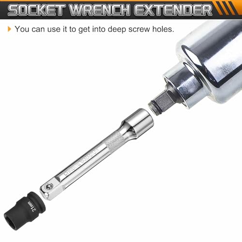 HARFINGTON 1pcs Socket Extension Bar 1/2" Drive 5" Long Extension Bars - size: 1/2" x 5"