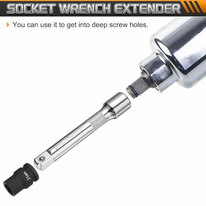 HARFINGTON 1pcs Socket Extension Bar 1/2" Drive 5" Long Extension Bars - size: 1/2" x 5"