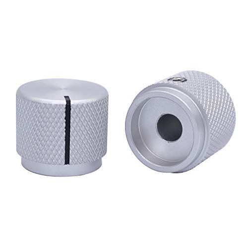 Taiss 2pcs Silver Aluminum Rotary Electronic Control Potentiometer Knob for 6mm Shaft, Volume/Audio/Switch Knob, 20mm x 17mm - color: Silver