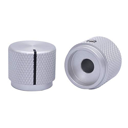 Taiss 2pcs Silver Aluminum Rotary Electronic Control Potentiometer Knob for 6mm Shaft, Volume/Audio/Switch Knob, 20mm x 17mm - color: Silver