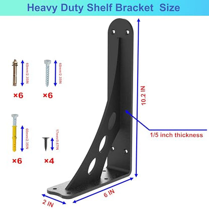 10 x 6 in Black Heavy Duty Floating Shelf Brackets, Holds 1000lb - color: Black Max Load 1000 Lbs, size: 10IN×6IN