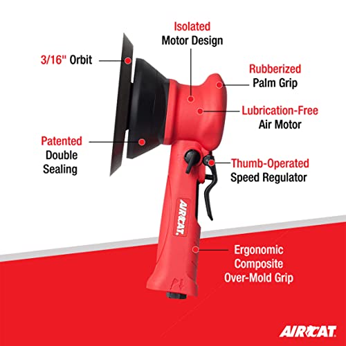 AIRCAT 6310 6" Composite Dual Action Sander 10,000 RPM, 3/16” Orbit