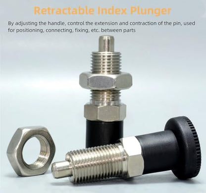 Push Fit Ball Nose Spring Plunger, Stainless Steel Retractable Spring Plunger Return Knob Plunger Spring Loaded Plunger Spring Plunger Pin Non Lock Out Indexing Plunger Pull Knob Spring Pin (M10) - size: M10