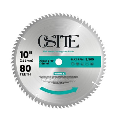 10-Inch 80T Table Saw Blade, 5/8" Arbor - size: 10" 80T
