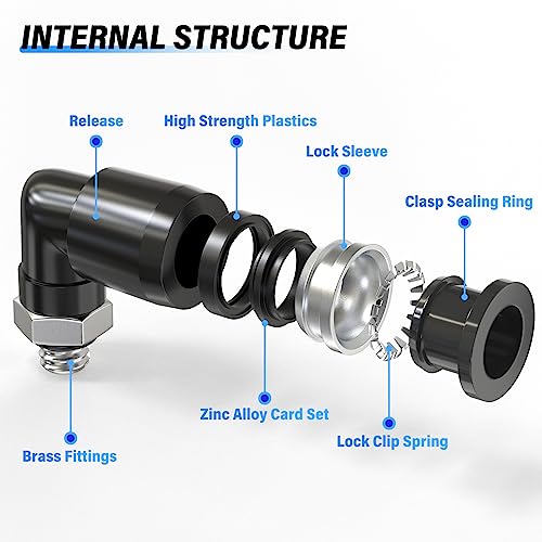 TAILONZ 4mm x M5 Push to Connect Elbow Fitting 10Pcs - size: 4mm OD M5