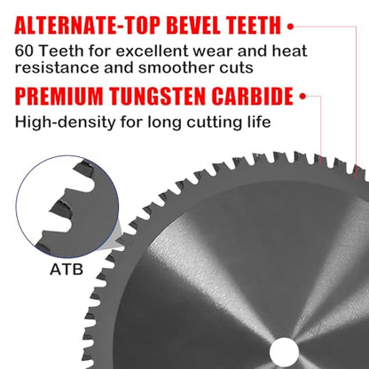 7-1/4" Circular Saw Blade, TCT Metal Cutting Saw Blades with 60T - size: 7-1/4 Inch 60T