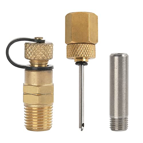 MEASUREMAN Brass Gauge Adaptor 1/4 BSP Female，2-1/2 OAL x 1-2/5" x 1/8" Probe with Stainless Steel Sheath，Pressure Gauge Fitting kit - size: 1/4 BSP Female