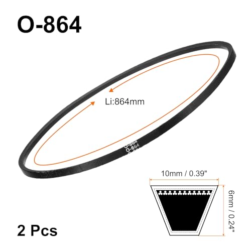 uxcell 2Pcs O-864 O Type V-Belt 864mm/34 Inner Length x 0.39" Width x 0.24" Height, O-Type Closed-Loop Rubber Transmission Belt - size: O-864