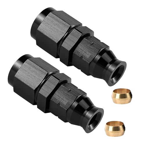 EVIL ENERGY 6AN Female Flare to 1/4" Compression Hardline Fitting Aluminum Black 2PCS - size: 6AN to 1/4