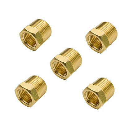 NPT Bushing 1/2" Male x 3/8" Female Reducing Adapter Hex Head Pipe Fitting 1200psi (Pack of 5) - size: 1/2" NPT Male x 3/8" NPT Female