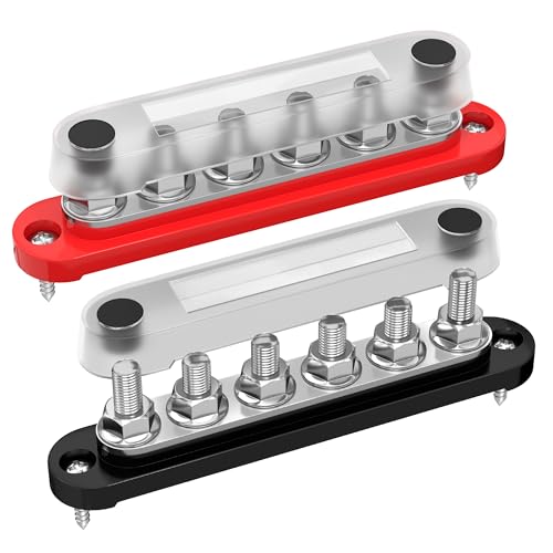 RVBOATPAT 12V 250A Marine Bus Bar 48V DC 300V AC Power Distribution Block 6 x 5/16"(M8) Stud Battery Bus Bar for Car Boat Solar - style: 250A 6 x 5/16" (M8) Studs