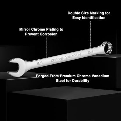 WORKPRO 20-Piece Combination Wrench Set, Metric 6-18mm & SAE 1/4"-3/4"