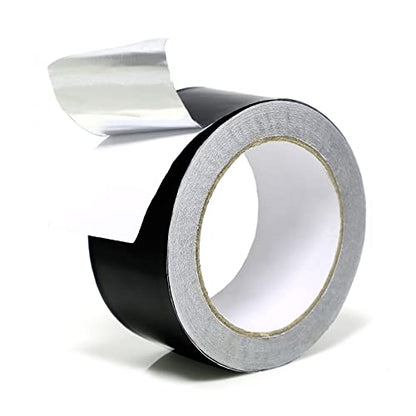 Black Aluminum Foil Tape 2 in x 65 Feet 3.94 Mil Hot & Cold Shield Resistant Black Foil Tape HVAC Sealing & Patching Hot Cold Air Duct Tape for Pipe, Metal Repair, HVAC, Air Ducts, Insulation