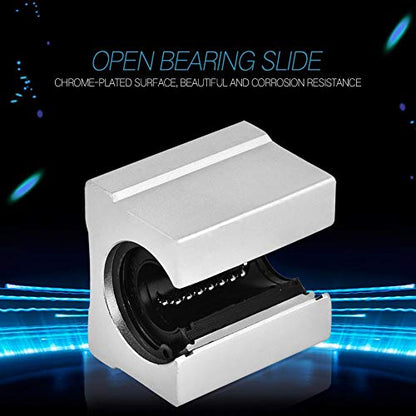SBR16UU Linear Bearing Pillow Block, 16mm Open Linear Motion Bearing Block Slide, Aluminum Alloy, 4 Pieces, for CNC Part
