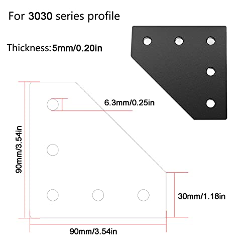 4pcs 3030 Series Aluminum Extrusion Connector Plate Set,Black L Shape 3030 Aluminum Profile Corner Bracket Joint Plate with 20pcs T Nuts and Screws,for T Slot Aluminum Extrusion Profile - style: 4Sets L Black with Screws
