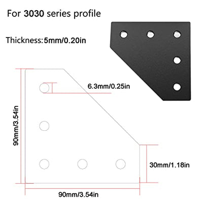 4pcs 3030 Series Aluminum Extrusion Connector Plate Set,Black L Shape 3030 Aluminum Profile Corner Bracket Joint Plate with 20pcs T Nuts and Screws,for T Slot Aluminum Extrusion Profile - style: 4Sets L Black with Screws