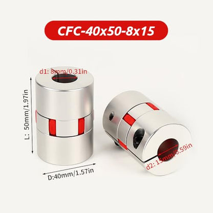 8mm to 15mm Plum Flexible Shaft Coupling, Diameter 40mm Length 50mm Aluminium Motor Connector Flexible Spider Coupler for 3D Printer CNC Machine Servo Stepped Motor - size: CFC-40x50-8x15