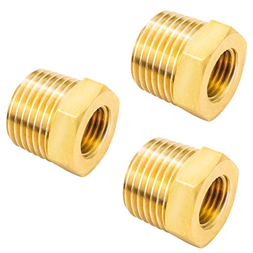 Joywayus 3Pcs Brass Reducing Hex Bushing 3/8" NPT Male to 1/4" NPT Female - size: 3/8" NPT Male x 1/4" NPT Female, style: 3PCS