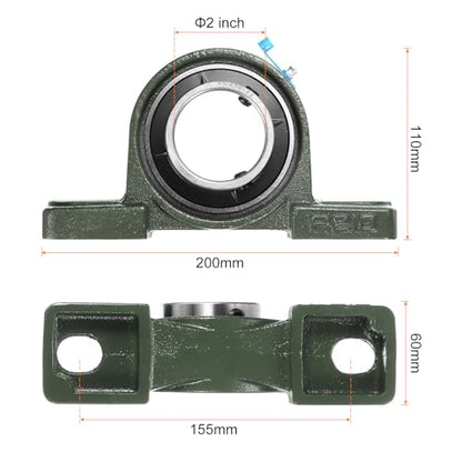 uxcell 2pcs UCP210-32 Pillow Block Bearings 2 inch Bore Self Alignment, Solid Cast Iron Base Mounted Chrome Steel Bearings - size: UCP210-32