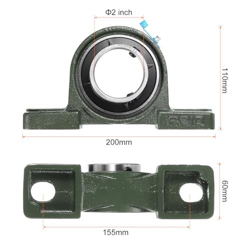 uxcell 2pcs UCP210-32 Pillow Block Bearings 2 inch Bore Self Alignment, Solid Cast Iron Base Mounted Chrome Steel Bearings - size: UCP210-32
