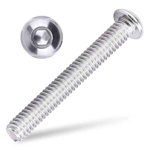 1/4-20 x 1-7/8" Button Head Socket Cap Bolts Screws, 304 Stainless Steel 18-8, Allen Hex Drive, Bright Finish, Fully Machine Thread, Pack of 25 - size: 1/4-20 x 1-7/8