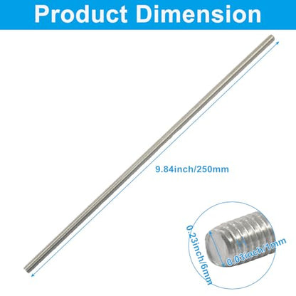 BokWin M6 x 250mm Fully Threaded Rod - size: M6 x 250mm