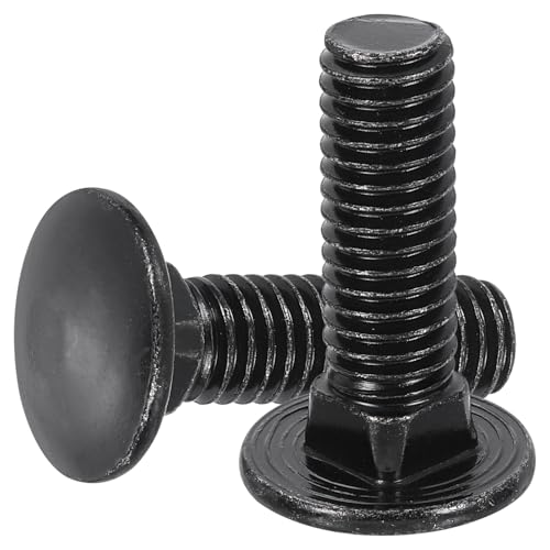 uxcell 50pcs Carriage Bolts 3/8"-16x1-1/2 Carbon Steel Round Head - Black - color: Black, size: 3/8"-16x1-1/2"