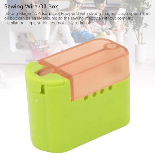 Sewing Thread Oil Box, Universal Strong Magnetic Adsorption Sewing Thread Lubricating Oil Device Break and Split Prevention Sewing Thread Lubricator Box for Sewing Work (Green)
