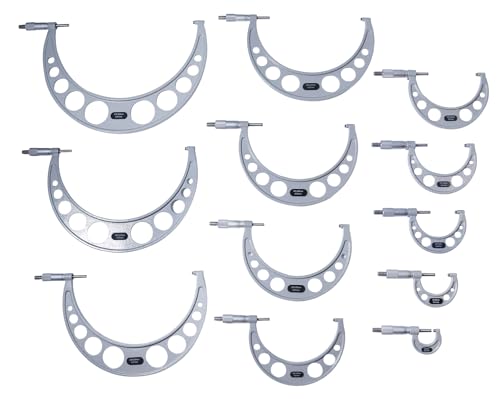 Accusize Industrial Tools 0-300 mm Metric 12 Pc Precision Outside Micrometer Set, Carbide Tipped, Eg00-1300 - size: 0-300mm 12 pc/set