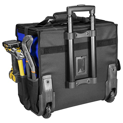 Stark USA 20-Inch Rolling Tool Bag with Wheels, Heavy Duty Tool Organizer Tote, Retractable Telescoping Handle, 22 Multi-Pocket Storage for Electricians, HVAC, Contractors, Mechanics & Construction