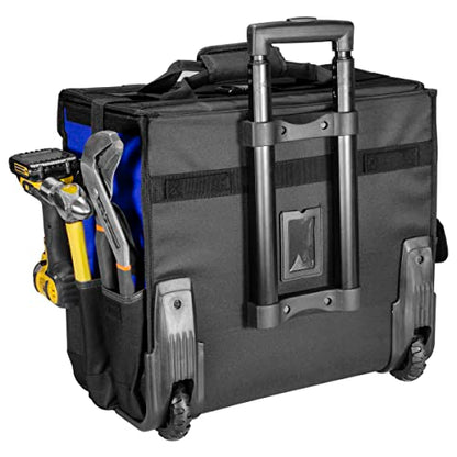 Stark USA 20-Inch Rolling Tool Bag with Wheels, Heavy Duty Tool Organizer Tote, Retractable Telescoping Handle, 22 Multi-Pocket Storage for Electricians, HVAC, Contractors, Mechanics & Construction