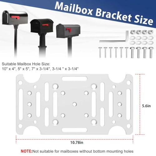 Mailbox Mounting Bracket, Heavy-Duty Plate for Post Mount Mailboxes, White - size: White