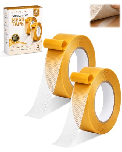High Tack Double Sided Mesh Tape Grid Adhesive for Clothes Removable Heavy Duty Fabric Industrial Stick Wide Dry Wall Carpet Magic Curtains Strong Rugs Waterproof Generic (10 meters-2pc-50 mm) - color: 10 meters-2pc,50 mm