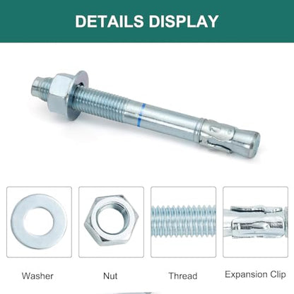 1" x 9" Concrete Anchors (10 Pack) 1 inch Wedge Anchors Bolts Zinc Plated - size: 1"x9"
