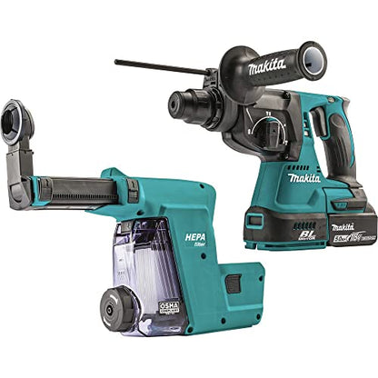 Makita XRH011TWX 18V LXT® Lithium-Ion Brushless Cordless 1" Rotary Hammer Kit, accepts SDS-PLUS bits, w/HEPA Dust Extractor Attachment (5.0Ah)